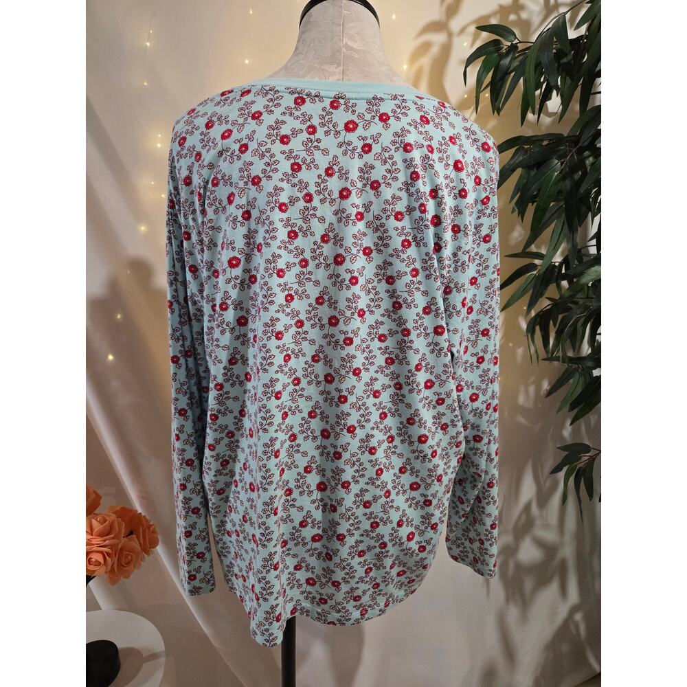 Lands End Womens Relaxed Fit V Neck Floral Long Sleeve Tee Top Size 1XP 16W-18W - Picture 3 of 12